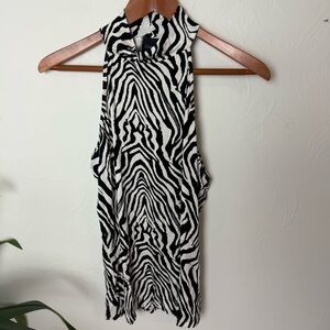 Cliché Zebra Print Sleeveless Cowl Neck Tunic Top – Size M
